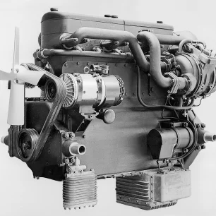 Geschichte Saurer | BXDL-Dieselmotor mit BBC-Turboaufladung System Büchi | Werkbild Ad. Saurer AG Arbon/TG, Nr. 10186