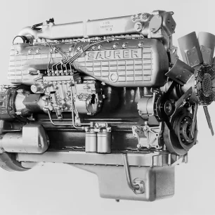 Geschichte Saurer | D4KT-Dieselmotor mit kombinierter Aufladung | Werkbild Ad. Saurer AG Arbon/TG, Nr. 22318/2